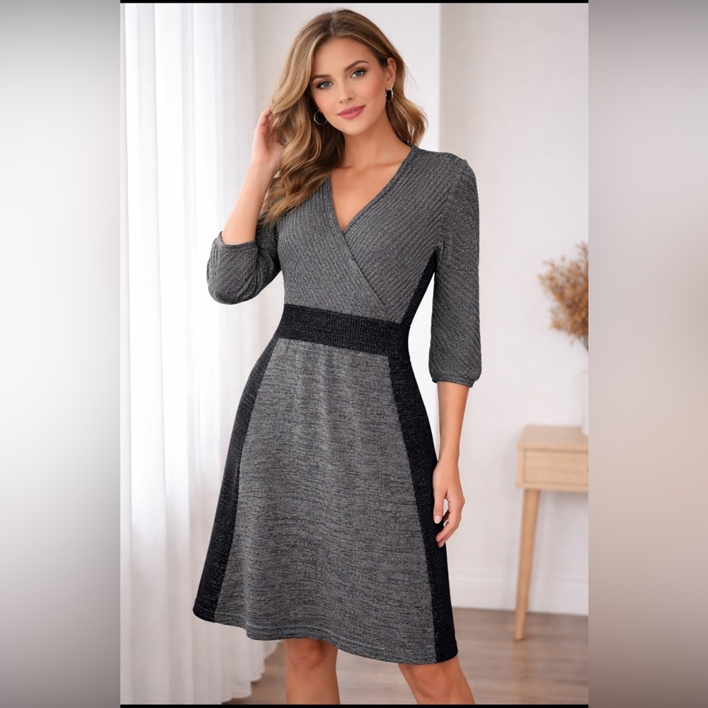 Lane Bryant Elegant Gray and Black Women's Dress Size 14/16